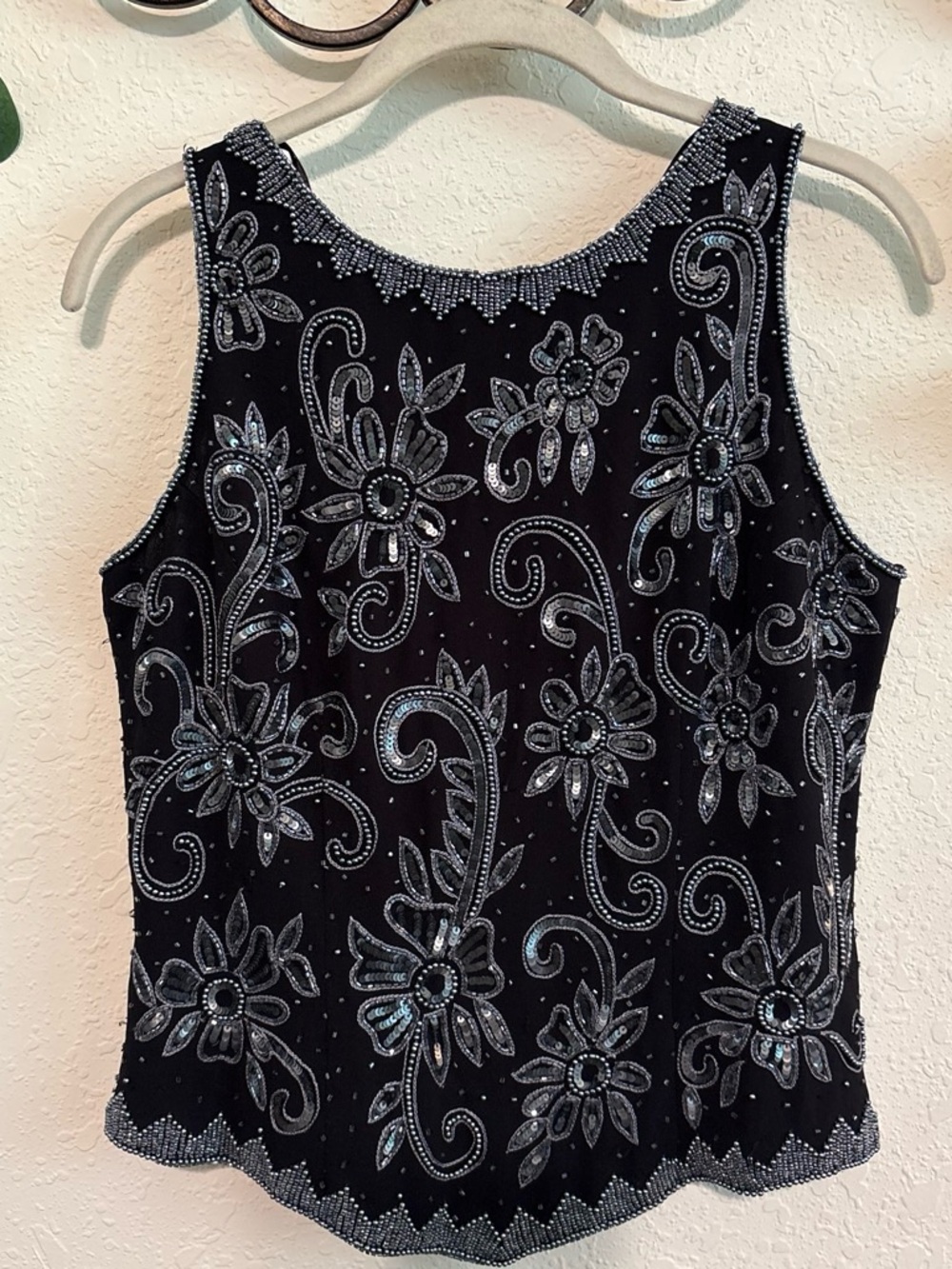Vintage 90s Black and Silver Beaded Sequined Tank Top✨